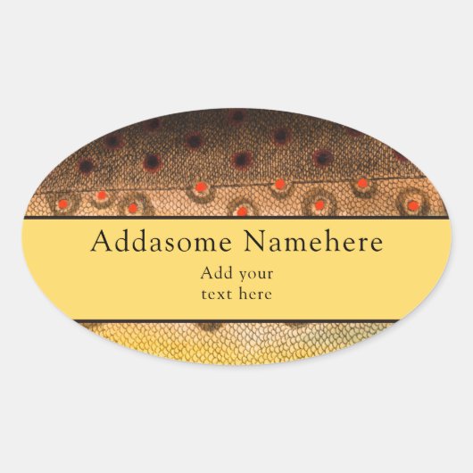 マス魚ヴィンテージ水彩模様 楕円形シール (正面)