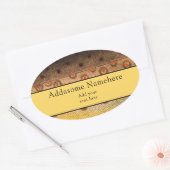 マス魚ヴィンテージ水彩模様 楕円形シール (封筒)