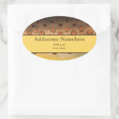 マス魚ヴィンテージ水彩模様 楕円形シール (バッグ)