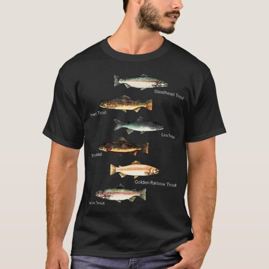 マス魚種収集魚釣り Tシャツ (正面)