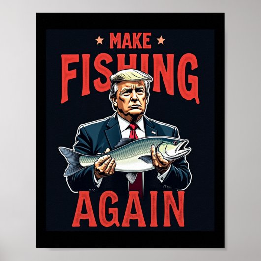 マス魚釣りおもしろいトランプキャッチフィッシュ ポスター (正面)