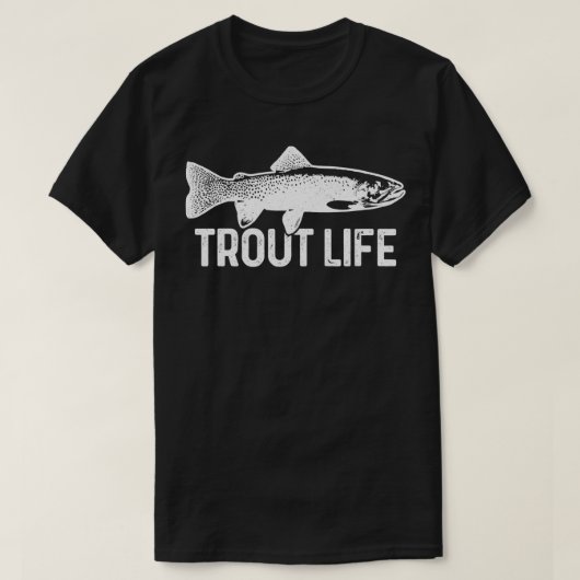 マス魚釣りフライ釣り魚マス釣り人Gif Tシャツ (デザイン正面)