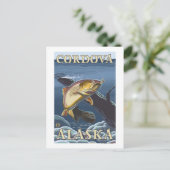 マス魚釣り断面 – アラスカ，コルドバ ポストカード (スタンド正面)