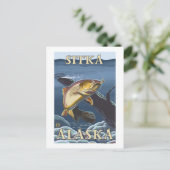 マス魚釣り断面 – アラスカ，シトカ ポストカード (スタンド正面)
