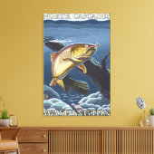 マス魚釣り断面 – 北カスケード， キャンバスプリント (インサイチュ (リビング))