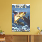 マス魚釣り断面 – 山レイニエ, キャンバスプリント (インサイチュ (リビング))