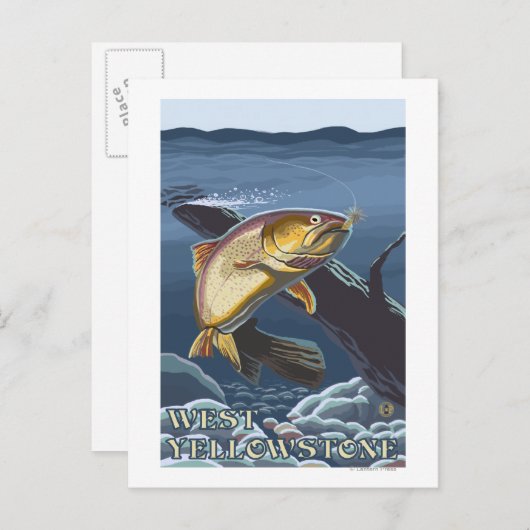 マス魚釣り断面 – 西イエローストーン, ポストカード (正面/裏面)