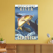 マス魚釣り断面 – Payette River, キャンバスプリント (インサイチュ (リビング))