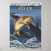 マス魚釣り断面 – Snoqualmie River, ポスター (正面)