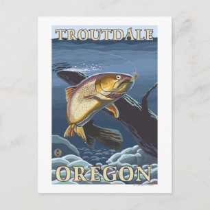 マス魚釣り断面 – Troutdale, ポストカード