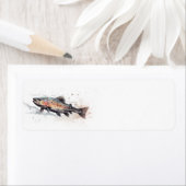 マス魚釣り水彩イラストレーション ラベル (インサイチュ)