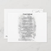 マス魚釣り詩と版木、銅版、版画背景 ポストカード (正面/裏面)