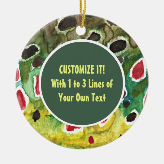 マス魚釣り セラミックオーナメント (正面)