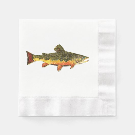 マス魚釣り 縁ありカクテルナプキン (正面)