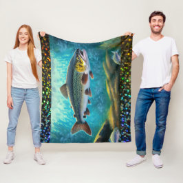 マス魚魚釣り フリースブランケット