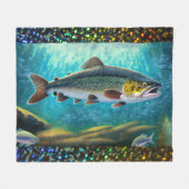 マス魚魚釣り フリースブランケット (正面(横))