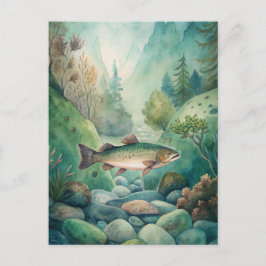マス魚魚釣り ポストカード