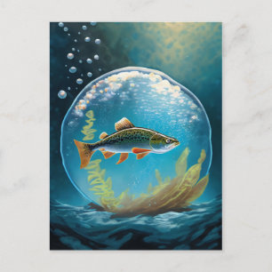 マス魚魚釣り ポストカード