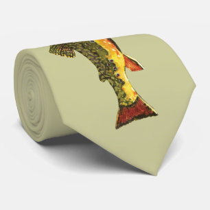 マス·ウィスカーズ·ブルック·トラウト·フ絵画ィッシュズ ネクタイ