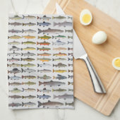 マス、チャー、グレーリング、フーチョ、ホワイトフィッシュグループ キッチンタオル (四つ折り)