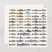 マス、チャー、グレーリング、フーチョ、ホワイトフィッシュグループ ノートカード (正面/裏面)