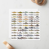 マス、チャー、グレーリング、フーチョ、ホワイトフィッシュグループ ノートカード (正面/裏面インサイチュ)