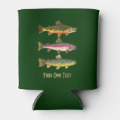 マス!ブルック，レインボー，ブラウン – 魚釣り魚類学 缶クーラー (正面)