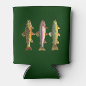 マス!ブルック，レインボー，ブラウン – 魚釣り魚類学 缶クーラー (正面)