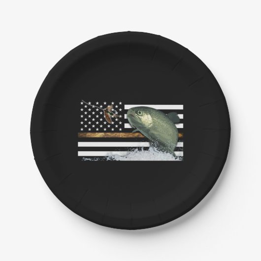 マス: 薄いライン旗 ペーパープレート (正面)