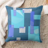 マズエジプトコラージュ – ティール（緑がかった色）ブルーターコイズホワイト クッション (ブランケット)