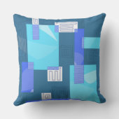 マズエジプトコラージュ – ティール（緑がかった色）ブルーターコイズホワイト クッション (裏面)