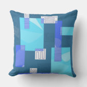 マズエジプトコラージュ – ティール（緑がかった色）ブルーターコイズホワイト クッション (正面)