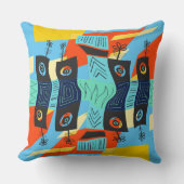 マズヌイツ&波型スクエアチェック抽象芸術5a クッション (正面)