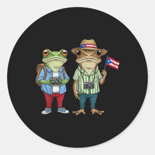 マズフォトスプエルトリコリカ国旗おもしろいサポコンチョ ラウンドシール (正面)