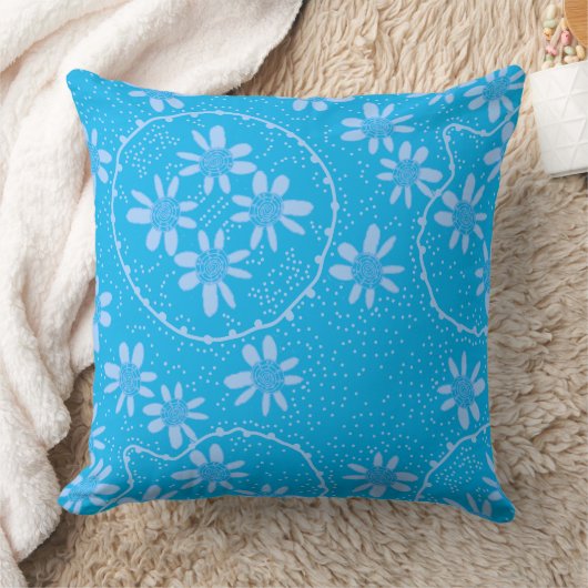 マズフローラバブル水玉模様ターコイズブルー クッション (ブランケット)
