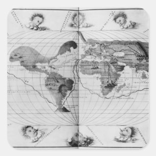 マゼランの世界航海を追跡する世界地図 スクエアシール