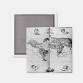 マゼランの世界航海を追跡する世界地図 マグネット (正面/裏面)