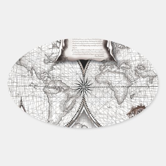 マゼランの地図 楕円形シール (正面)