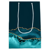 マゼルトフシックティール(緑がかった色)金ゴールドパーソナライズされたバルミツワー ミディアムペーパーバッグ (裏面)