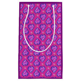 マゼンかわいらしタハートと花スモール抱き枕 スモールペーパーバッグ