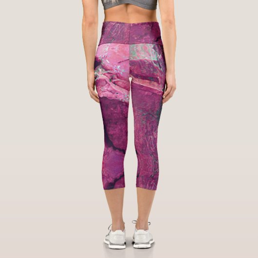 マゼンかわいらしタパープルヘード結晶ロックパターン カプリレギンス (裏面)