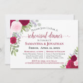 マゼンかわいらしタピンクローズのリハ結婚ーサルディナー 招待状 (正面)