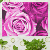 マゼンかわいらしタピンクローズフラワーブーケ キッチンタオル (折り畳み)