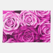 マゼンかわいらしタピンクローズフラワーブーケ キッチンタオル (横)