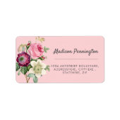 マゼンかわいらしタフラワー差出人住所ラベル ラベル (正面)