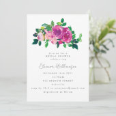 マゼンかわいらしタ色の花ブライダルシャワー 招待状 (スタンド正面)