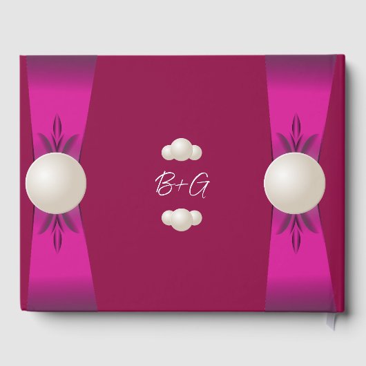 マゼンはっきりしたタおよびワインパールリ結婚ボン ゲストブック (裏面)