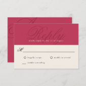 マゼンはっきりしたタモダンエレガントモノグラムRSVP 出欠カード (正面/裏面)