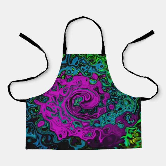 マゼンはっきりしたタ抽象芸術グルーヴィ液体アートスワール エプロン (正面)