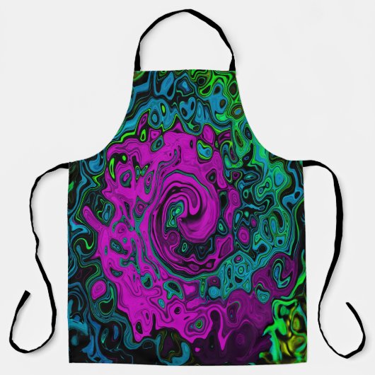 マゼンはっきりしたタ抽象芸術グルーヴィ液体アートスワール エプロン (正面)